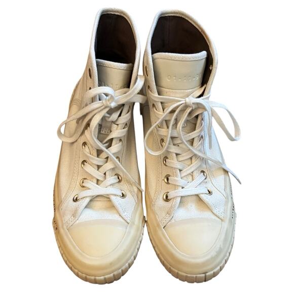 AllSaints Ghost Dana High Top Sneaker Canvas Lace Up Shoes White Cream Size 7 - Picture 6 of 16